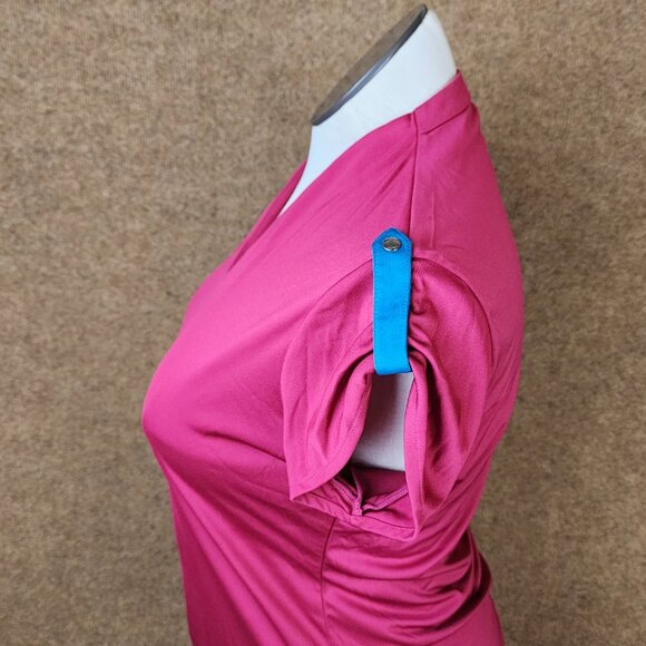 Greg Norman Play Dry Women Collarless Large Magenta Tab Sleeves Golf Athletics - Picture 4 of 9